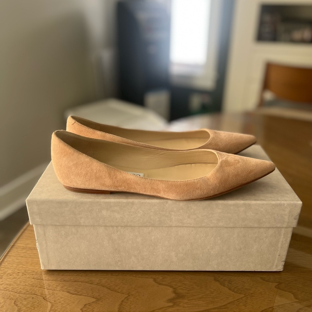 Jimmy Choo Alina Suede Flats in Powder Pink
